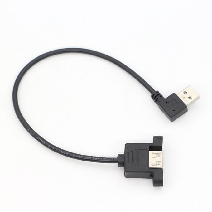 Bloqueo de tornillo con ángulo recto de 90 grados Tipo A de panel masculino a femenino Montaje de cable de extensión USB 5