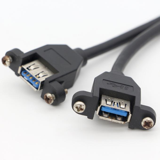 OEM para el bloqueo de tornillo de doble USB 3.0 Tipo A de panel de montaje de cable femenino con conector Molex 2