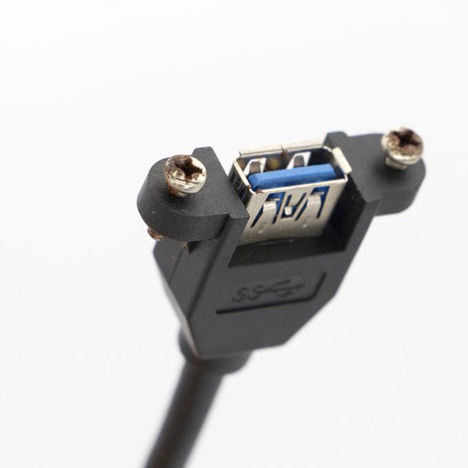 OEM para el bloqueo de tornillo de doble USB 3.0 Tipo A de panel de montaje de cable femenino con conector Molex 3