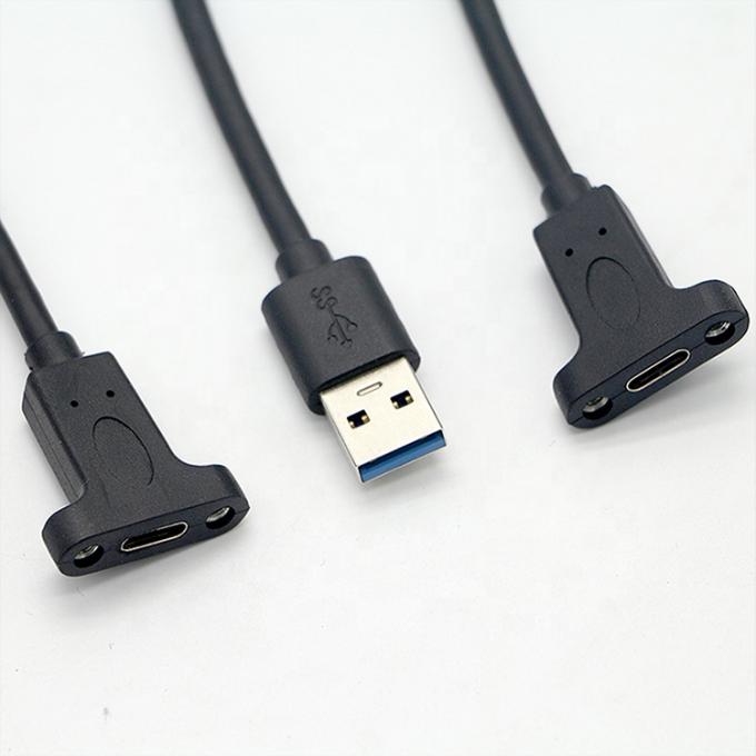 Cable de extensión de montaje de panel personalizado USB 3.0 A masculino a USB Tipo C 3.1 femenino 5