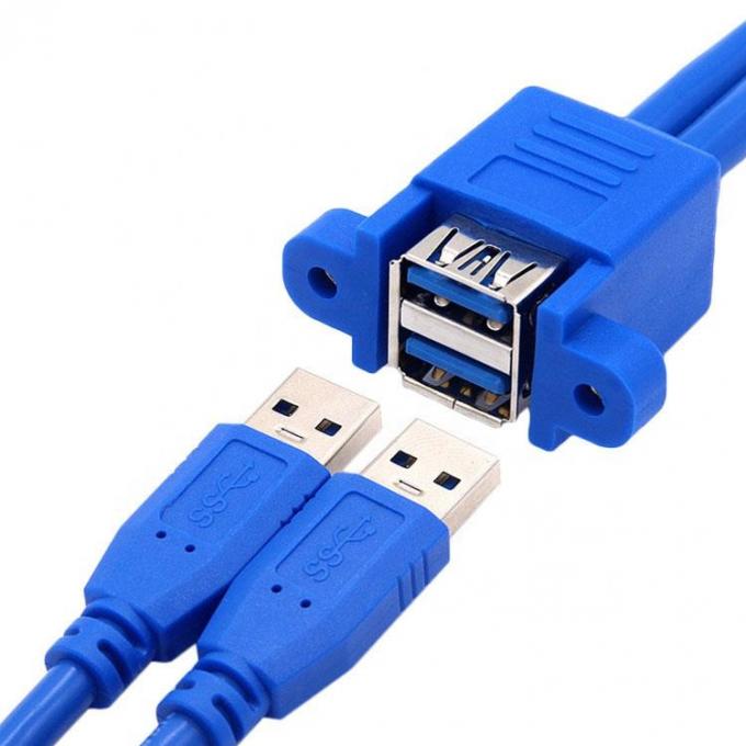Cable de extensión USB 3.0 de doble tipo A de panel de montaje masculino a femenino 1