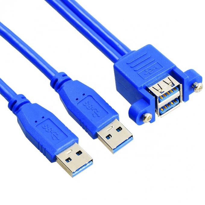 Cable de extensión USB 3.0 de doble tipo A de panel de montaje masculino a femenino 2