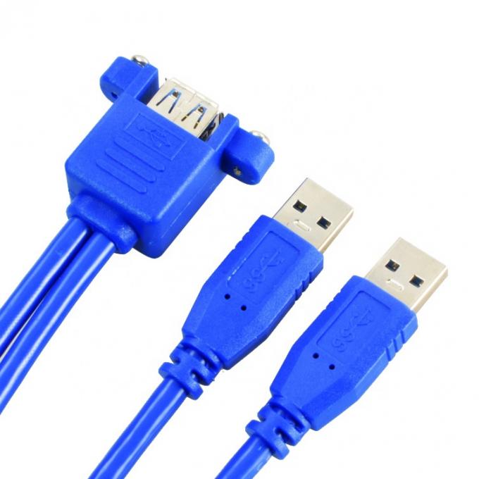 Cable de extensión USB 3.0 de doble tipo A de panel de montaje masculino a femenino 4
