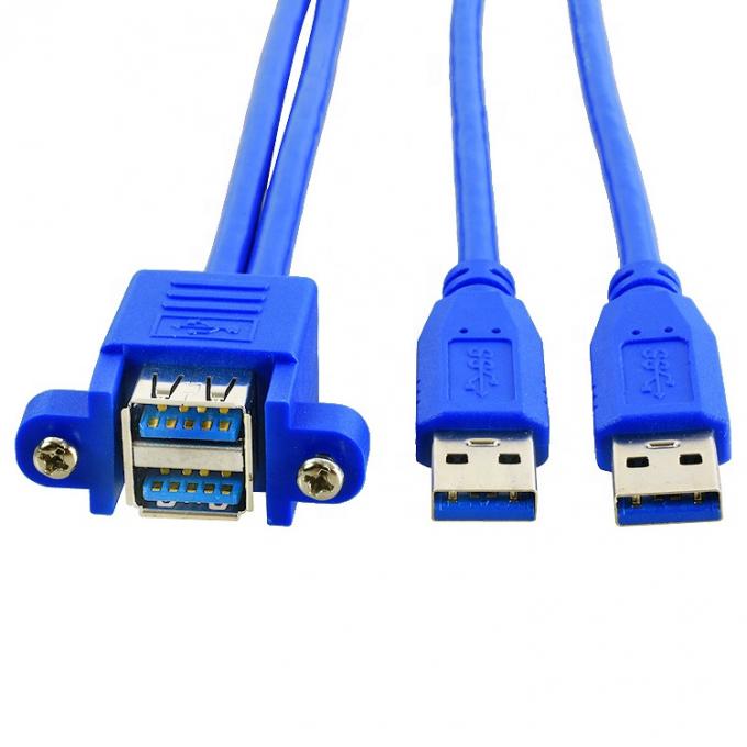 Cable de extensión USB 3.0 de doble tipo A de panel de montaje masculino a femenino 3
