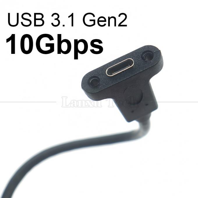Personalización USB3.1 Gen2 Cerradura de tornillo de perno USB Tipo C 3.1 Panel de montaje de cable de extensión 3
