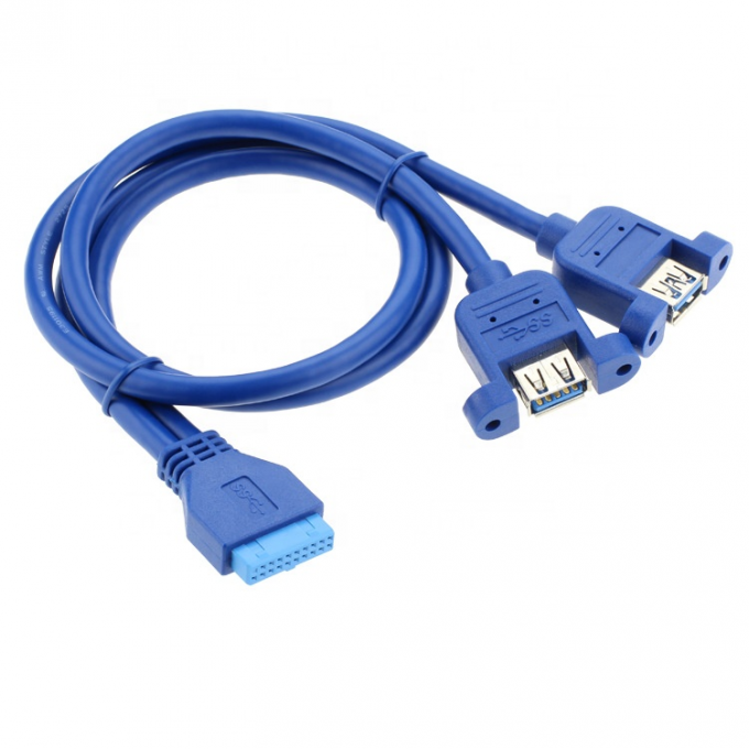 Montaje de panel doble USB 3.0 A Femenino a IDC 20 PIN Femenino Cable de placa base para computadora 1