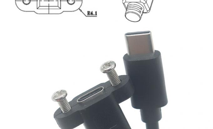30cm 50cm Panel de tornillo montado de hombre a mujer USB Tipo C 3.1 cable de extensión 3
