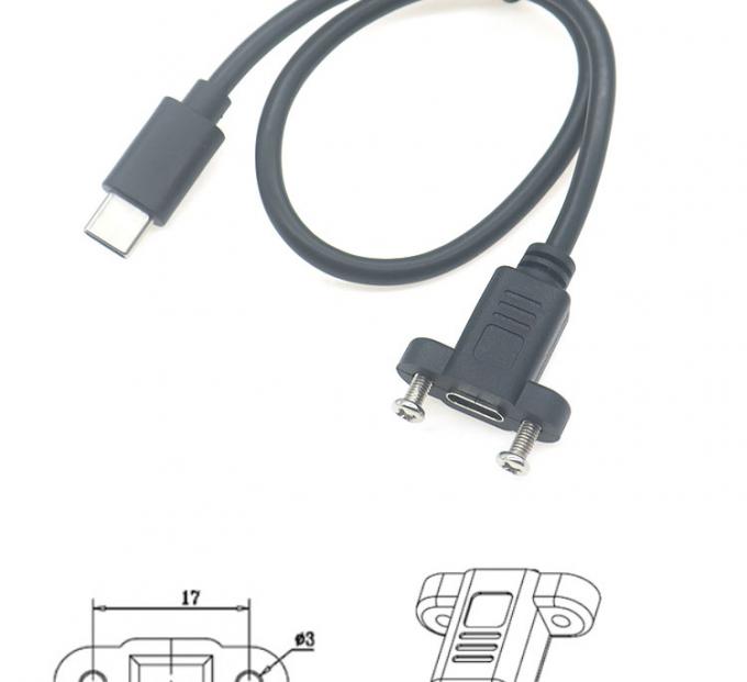30cm 50cm Panel de tornillo montado de hombre a mujer USB Tipo C 3.1 cable de extensión 2