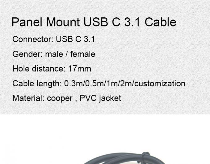 30cm 50cm Panel de tornillo montado de hombre a mujer USB Tipo C 3.1 cable de extensión 1