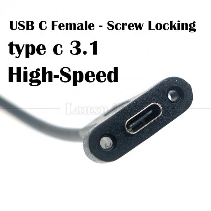 10Gbps 0,3m 1m Hombre a mujer Tipo C 3.1 Panel montado Cerradura de tornillo Agujero de bloqueo Cable de extensión USB 4