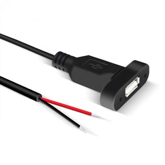 Panel de montaje personalizado USB A Femenino a alambre desnudo Cable de extremo abierto enlatado 4