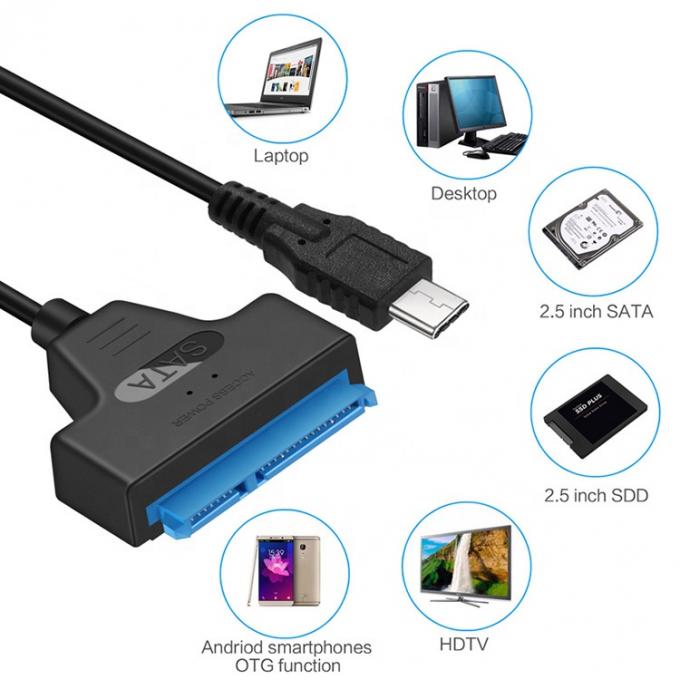 Alta velocidad 5Gbps SDD HDD Disco duro 2.5 pulgadas USB Tipo C 3.1 a Sata el cable de adaptador 4
