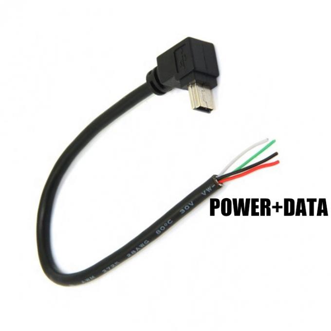 90 grados hacia arriba hacia abajo ángulo izquierdo derecho Mini USB para desnudar alambre desnudo Cable de cola de cerdo de extremo abierto 1