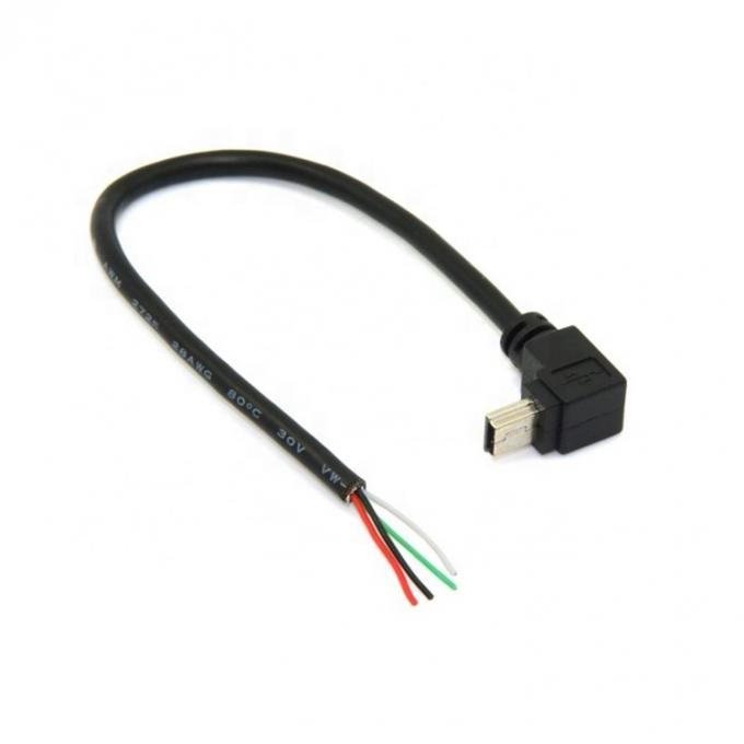 90 grados hacia arriba hacia abajo ángulo izquierdo derecho Mini USB para desnudar alambre desnudo Cable de cola de cerdo de extremo abierto 4