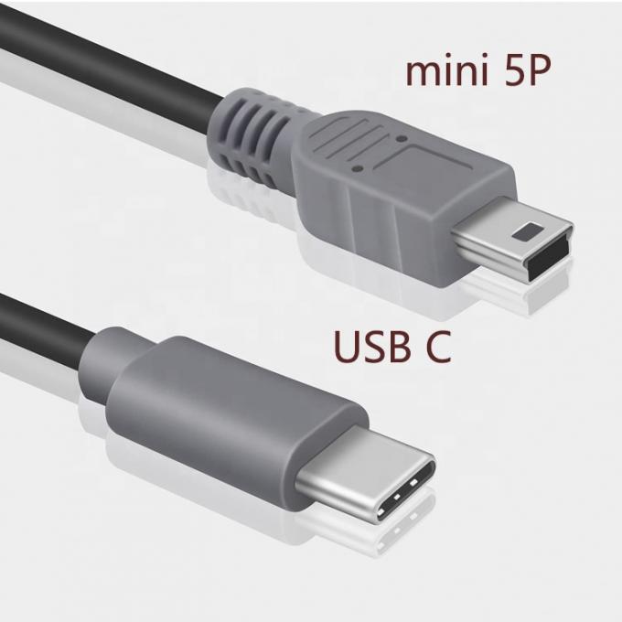 Cable de carga de datos USB Tipo C a Mini 5 pin USB OTG Adaptador para cámara de vídeo de teléfono 1