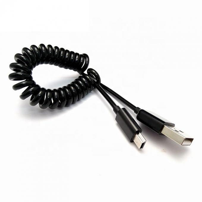 Cable de carga de datos recargable 1M 2M 3M en espiral enrollado Mini USB 5 PIN a USB 3