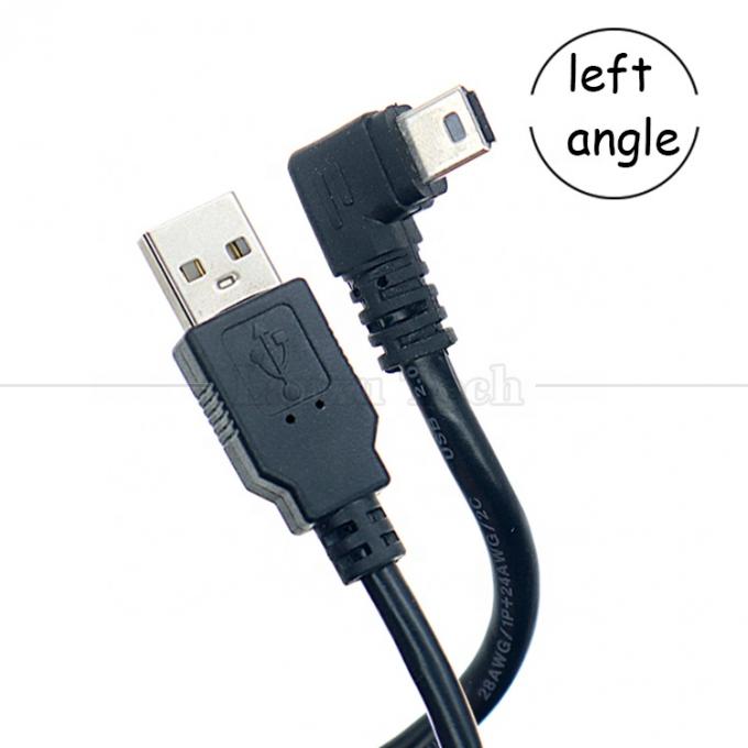 Personalización de 90 grados en el ángulo izquierdo USB A masculino a MINI 5P Cable USB para la cámara del controlador PS3 2