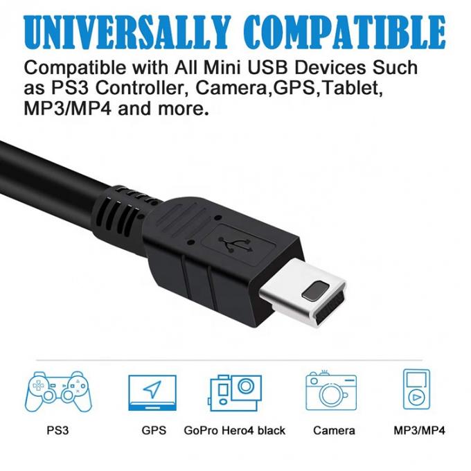 1m 1.5m 2m 3m 5m 10m Cargador de datos USB A macho a mini B 5P Cable USB para cámara del controlador PS3 2