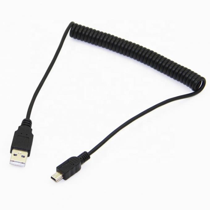 Carga de datos en espiral de resorte de alta calidad Mini USB 2.0 Cable de cargador de extensión para cámara PS3 7