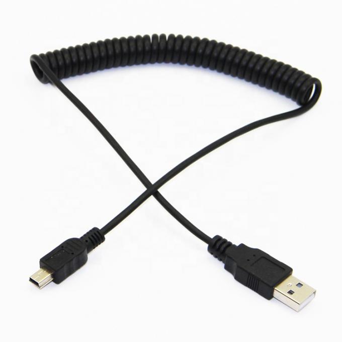Carga de datos en espiral de resorte de alta calidad Mini USB 2.0 Cable de cargador de extensión para cámara PS3 6