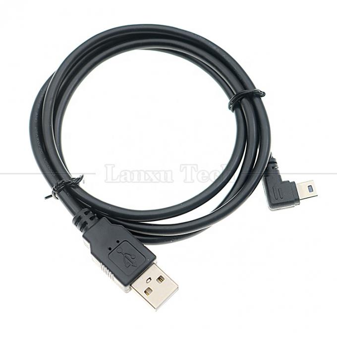 1m 2m 3m 5m 90 grados en forma de L ángulo derecho izquierdo USB 2.0 A macho a mini B 5 pin USB Cable de carga de datos para cámara MP3 8