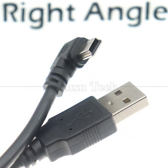 1m 2m 3m 5m 90 grados en forma de L ángulo derecho izquierdo USB 2.0 A macho a mini B 5 pin USB Cable de carga de datos para cámara MP3 6