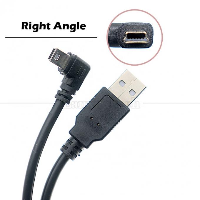 1m 2m 3m 5m 90 grados en forma de L ángulo derecho izquierdo USB 2.0 A macho a mini B 5 pin USB Cable de carga de datos para cámara MP3 5