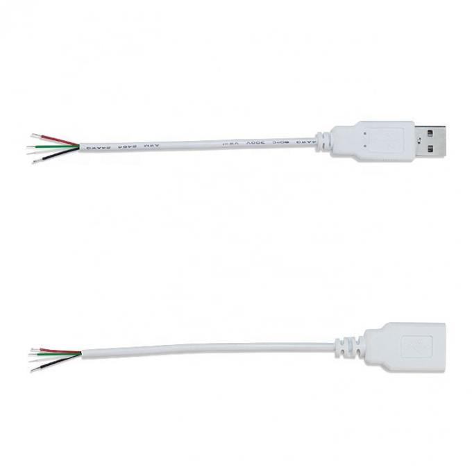 Custom 1m 2m 3m USB blanco A macho a la parte abierta de alambre de lata de cable de extensión de ruptura 2