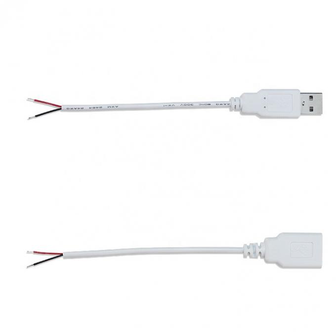 Custom 1m 2m 3m USB blanco A macho a la parte abierta de alambre de lata de cable de extensión de ruptura 1