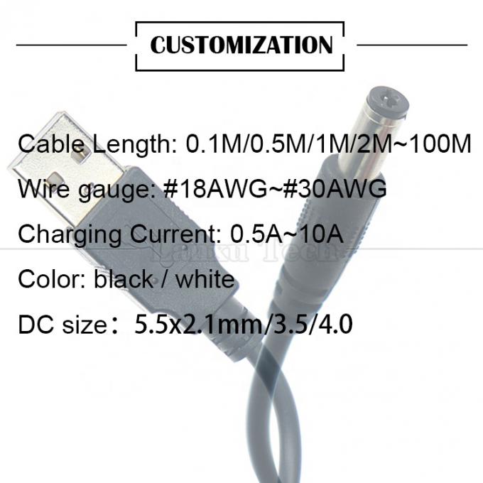 1m 3m 5m 10m 1A 2A 5A USB A macho a DC 5.5x2.1mm 3.5 1.35 4.0 1.7 Barril Jack Cable de cargador de energía para cámara de CCTV LED 6