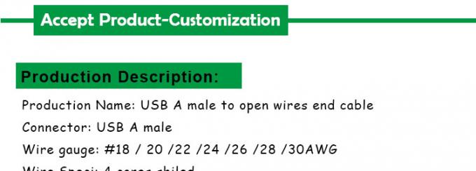 Escudo USB A de macho a 4 cables desnudos de extremo abierto 2