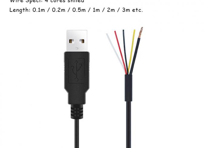 Escudo USB A de macho a 4 cables desnudos de extremo abierto 3