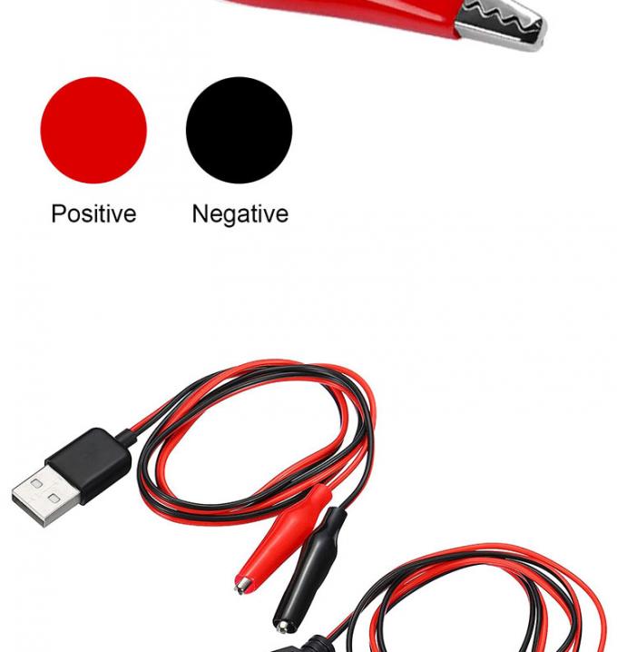 Conector USB masculino Femenino a doble cobre abrazaderas de cocodrilo abrazaderas de cocodrilo prueba de cables de cable de adaptador de cable para circuito eléctrico 3