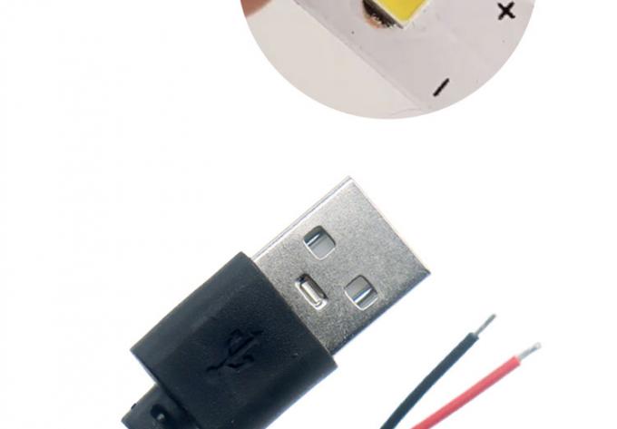 Alta calidad 5V USB 2.0 un macho para abrir desnudo desnudo 2 pinos cables extremo Pigtail Cable para lámpara de luz LED 5