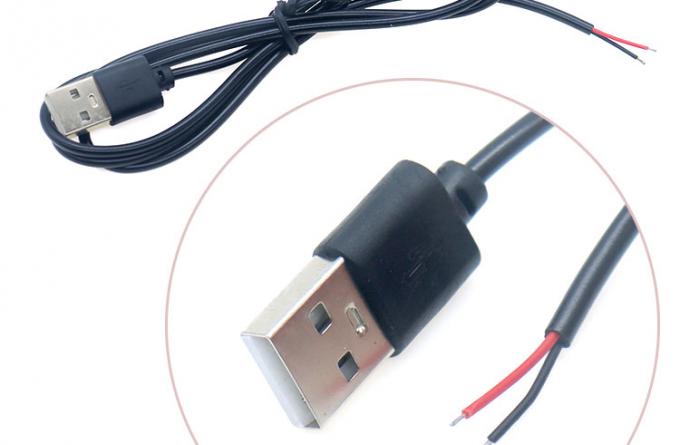 Alta calidad 5V USB 2.0 un macho para abrir desnudo desnudo 2 pinos cables extremo Pigtail Cable para lámpara de luz LED 3