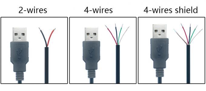 5V USB para abrir cables desnudos de lata despojados de cables de carga de energía de cola de cerdo para lámpara de luz de banda LED 2