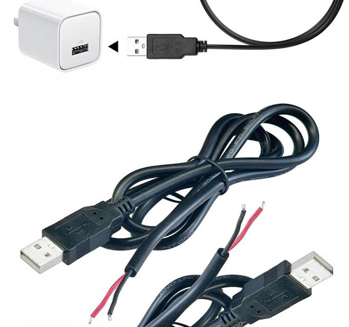 5V USB para abrir cables desnudos de lata despojados de cables de carga de energía de cola de cerdo para lámpara de luz de banda LED 7