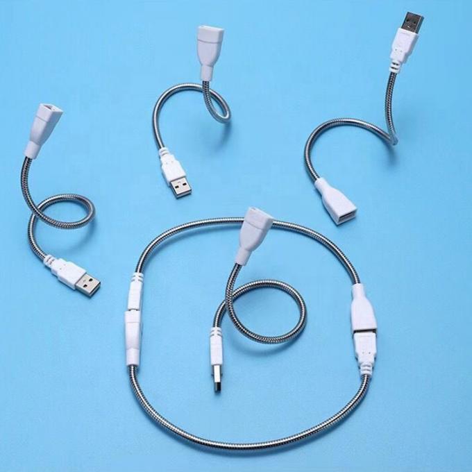 manguera de acero inoxidable de metal flexible de hombre a mujer cable de extensión de adaptador de carga USB para ventilador de luz led 0
