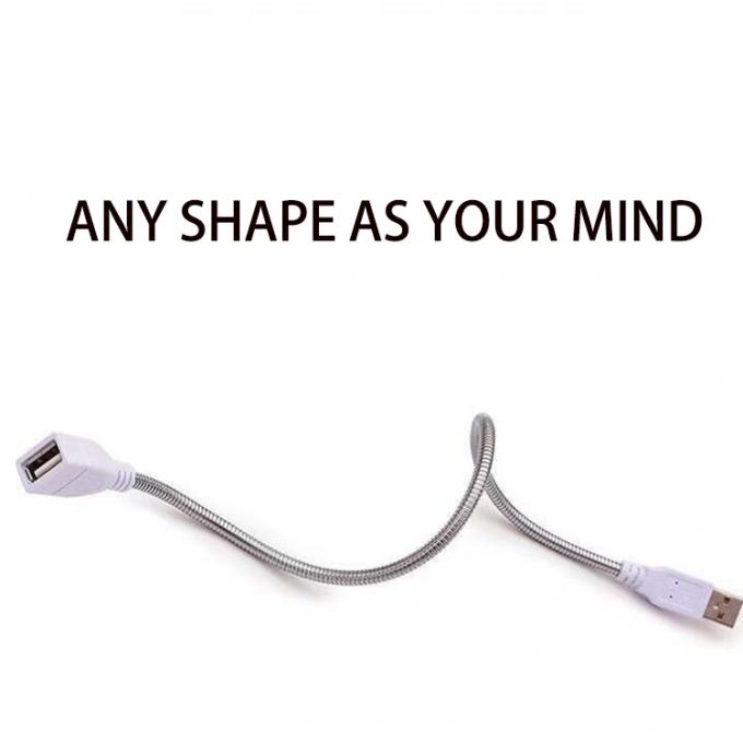 manguera de acero inoxidable de metal flexible de hombre a mujer cable de extensión de adaptador de carga USB para ventilador de luz led 5