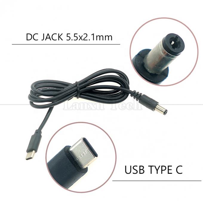 PD Cargar 3A 9V 12V 15V 20V USB Tipo C a DC 5.5x2.1mm Jack Adaptador Convertidor de cable para el router Wifi Modem Proyector de la cámara 1