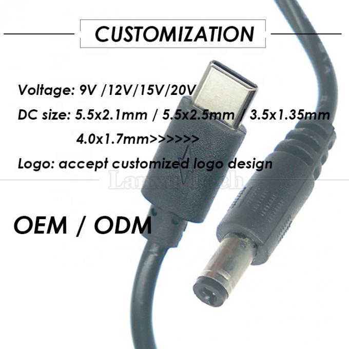 PD Cargar 3A 9V 12V 15V 20V USB Tipo C a DC 5.5x2.1mm Jack Adaptador Convertidor de cable para el router Wifi Modem Proyector de la cámara 5