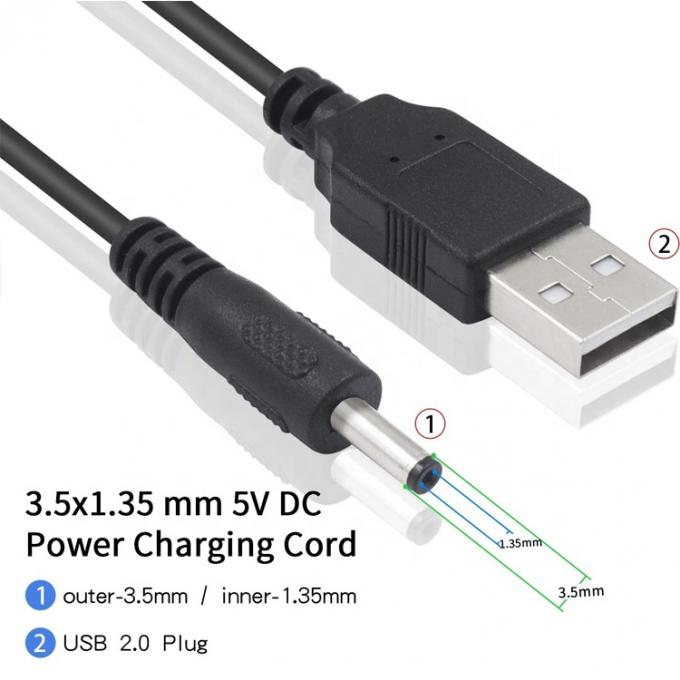 1 metro USB macho a corriente continua Jack de barril 3,5 mm 1,35 mm Cable de cargador de energía para altavoz del router 4