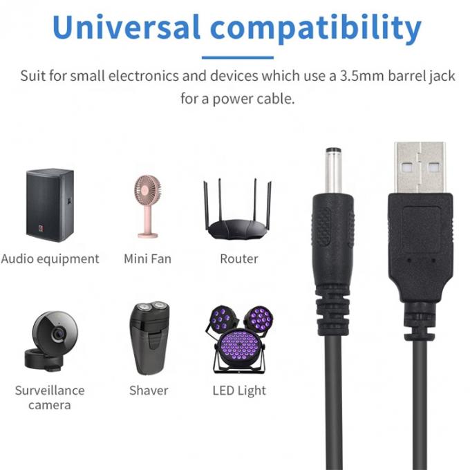 1 metro USB macho a corriente continua Jack de barril 3,5 mm 1,35 mm Cable de cargador de energía para altavoz del router 5