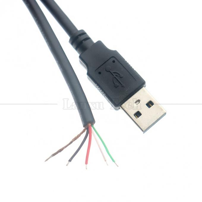 USB 2.0 personalizado Tipo A macho a desnudo enlatado 2 3 4 cables de carga de datos de cola de cerdo 3