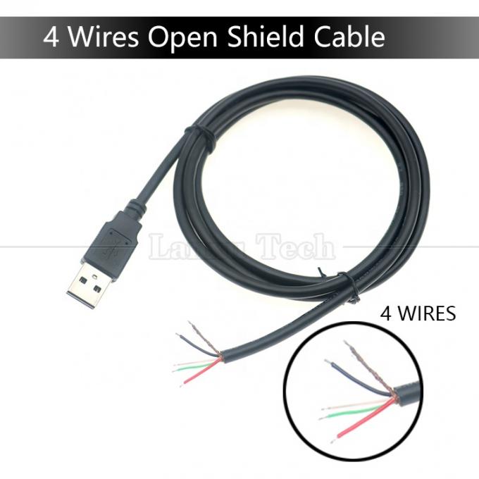 USB 2.0 personalizado Tipo A macho a desnudo enlatado 2 3 4 cables de carga de datos de cola de cerdo 7