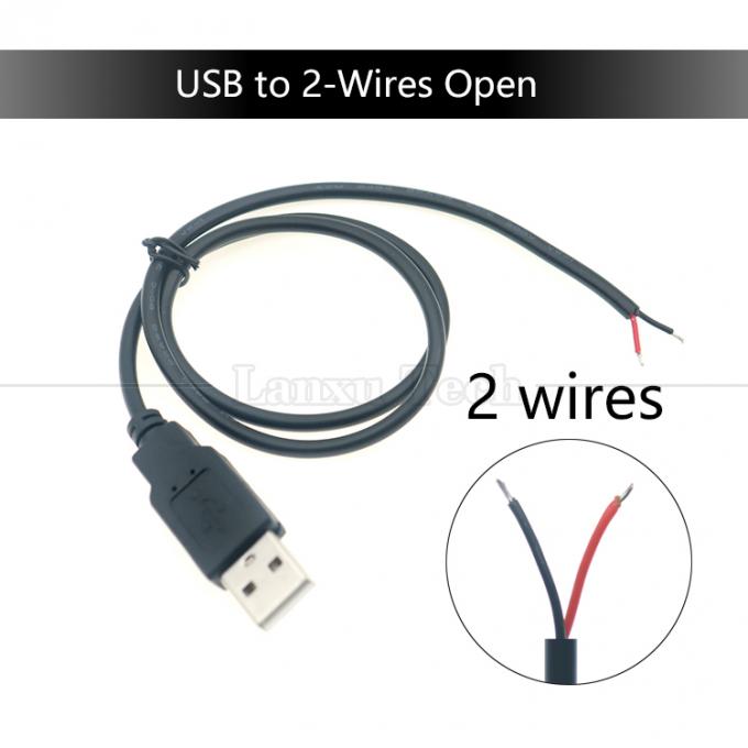 USB 2.0 personalizado Tipo A macho a desnudo enlatado 2 3 4 cables de carga de datos de cola de cerdo 9