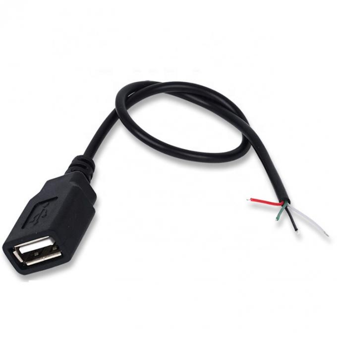 Hombre Mujer USB 2.0 Tipo A enchufe a extremo libre enlatado cable de cargador de alambre de cola de cerdo abierto para tira LED 3