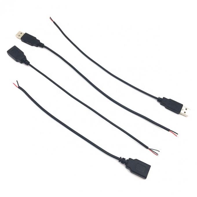 Hombre Mujer USB 2.0 Tipo A enchufe a extremo libre enlatado cable de cargador de alambre de cola de cerdo abierto para tira LED 2