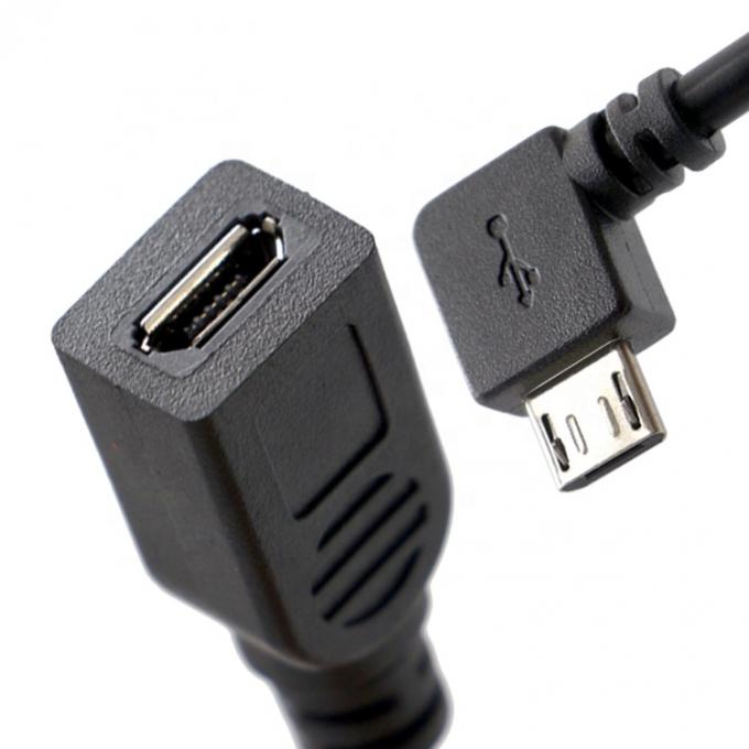 90 grados izquierda derecha hacia arriba hacia abajo ángulo masculino a femenino Micro B USB 2.0 cable de extensión 2