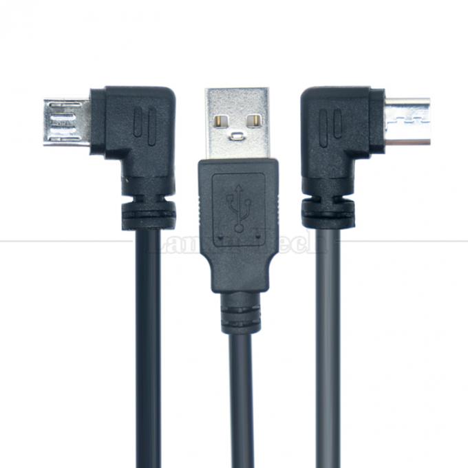 Personalización 1m 2m 3m 90 grados ángulo derecho Micro B V8 conector a USB extensión de datos de carga de cable 0